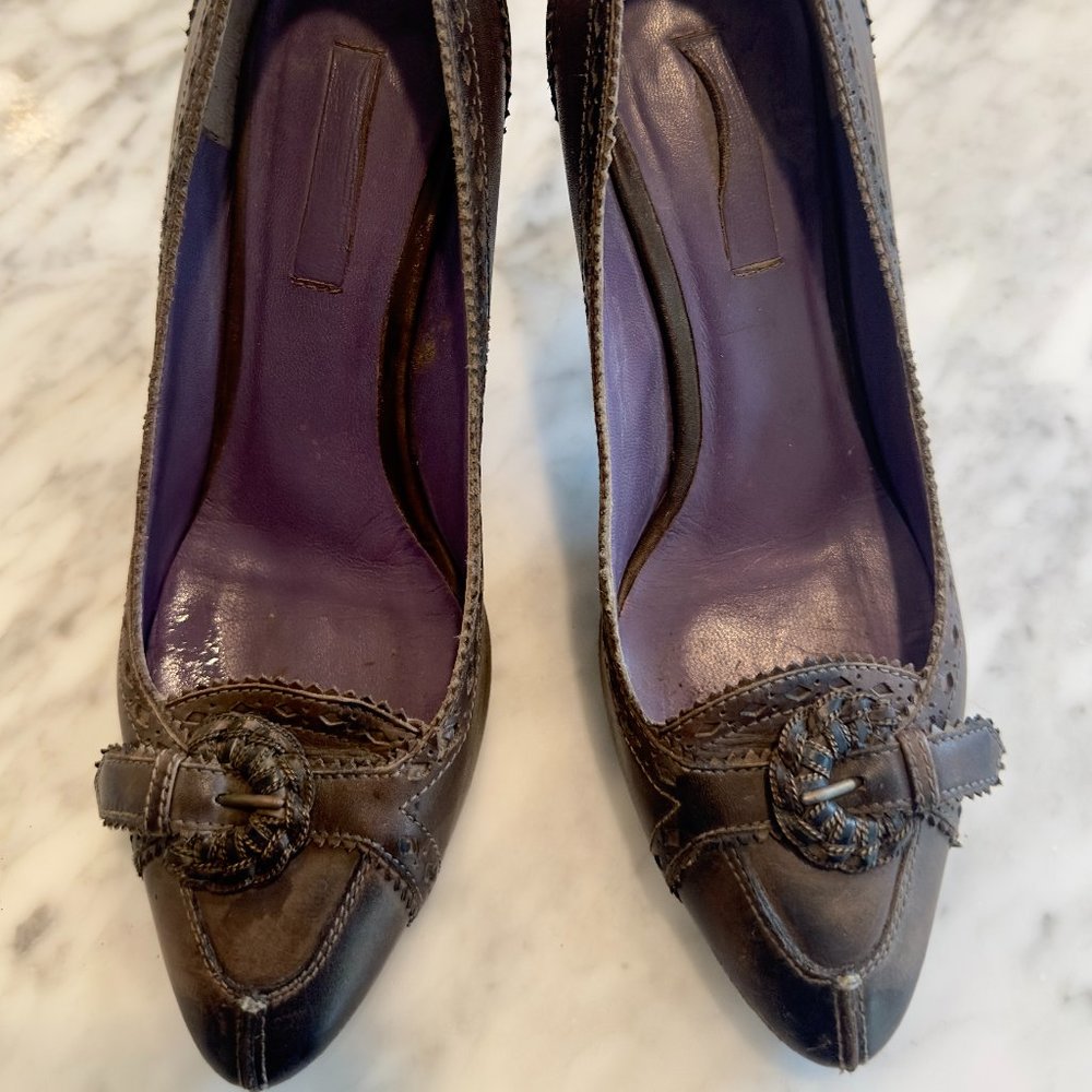 Bottega Veneta Dark Gray Leather Pumps, Ladies size US 6 (36)